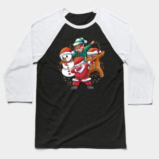 Dabbing Santa Claus snowman and other Christmas  characters and lights Baseball T-Shirt